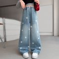 thumbnail image 4 of Coerni Girls Baggy Y2K Jeans Elastic Waisted Straight Wide Leg Denim Pants with Star Print Trendy Streetwear Boyfriend Skater Pants, 4 of 9