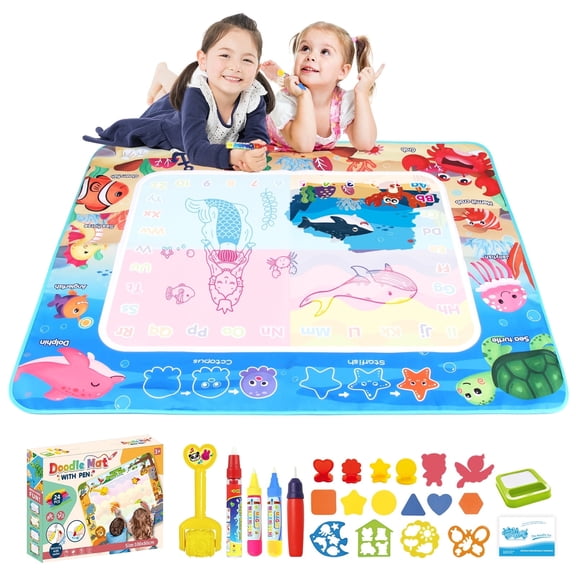 Water Doodle Mat,Kids Magic Drawing Doodling Mat, Painting Writing Doodle Board Educational Toys Gifts for 2-6 Age Toddlers Boys Girls Gift
