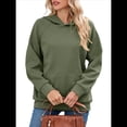 thumbnail image 3 of Sudadera con Capucha para Mujer, Informal, de Larga, Holgada, con Bolsillo. Verde L, 3 of 9