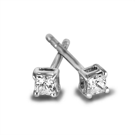 Sterling Silver 1/5 Carat T.W. Princess-cut Diamond Stud Earrings