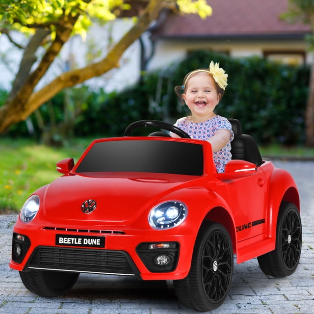 Costway Coche Eléctrico Volkswagen Beetle para Niños Coche de Bateria 12V con Control Remoto Luces Música Vehículo Motorizado 95 x 56 x 47 cm