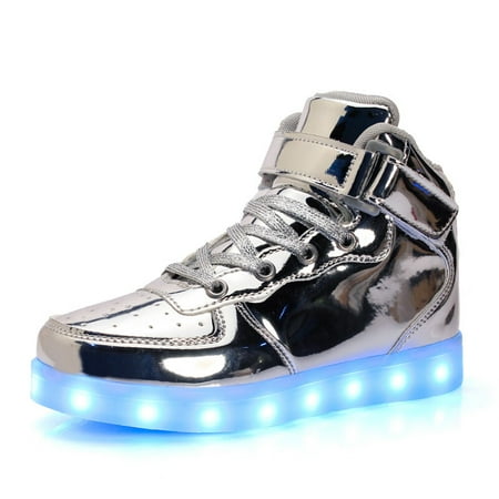 

Engtoy Kids LED Sneakers for Boys Hook&Loop Low Light Up Shoes LED Girls USB Recharging