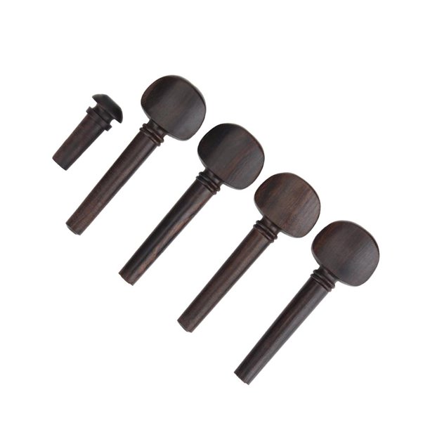 WALFRONT Ebony Tuning Pegs with Endpin Set Replacement Parts for 4/4