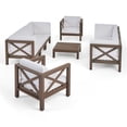 thumbnail image 5 of Morgan Outdoor 8 Seater Acacia Wood Sofa and Club Chair Set, Teak Finish and Red, 5 of 11