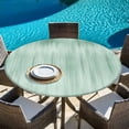 thumbnail image 6 of Green Round Tablecloth, Fitted Table Cover with Elastic for 36"-44" Round Tables, Modern Abstract Art Ombre Striped Table Cloth Outdoor Indoor Dinning Party Waterproof Tablecloths, 6 of 7