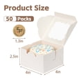 thumbnail image 4 of 50 Pcs 4x4x2.5 Inch Bakery Boxes with Window, White Cookie Boxes for Gift Giving, Treat Box for Desserts, Macarons, Donuts, Pastries, 4 of 7