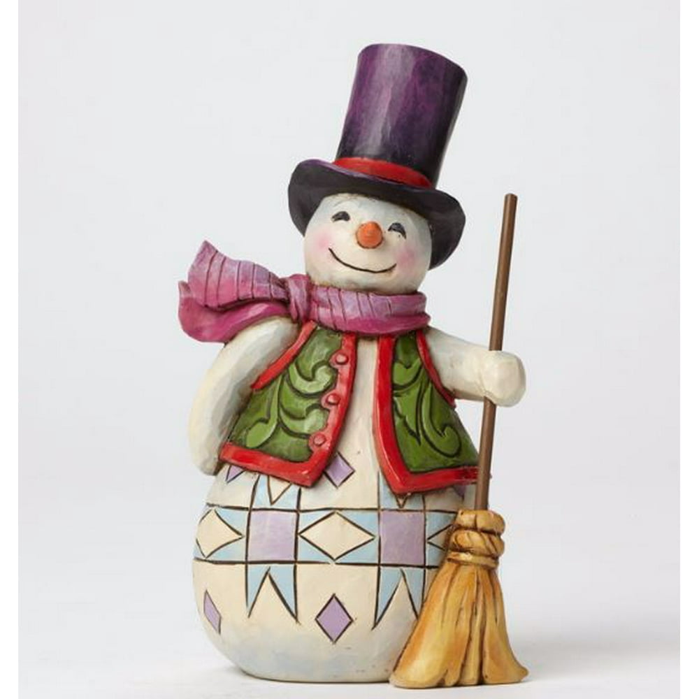 Jim Shore Ready Set Snow Snowman with Broom Pint Sized Figurine 4047773