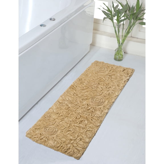 Home Weavers Bell Flower Collection Bathroom Rug 100% Cotton Tufted Bath Rugs, Soft Absorbent Bath Rugs, Non-Slip Bath Mats, Machine Washable, Bath Matsand Tub, 21"x54" Runner Yellow