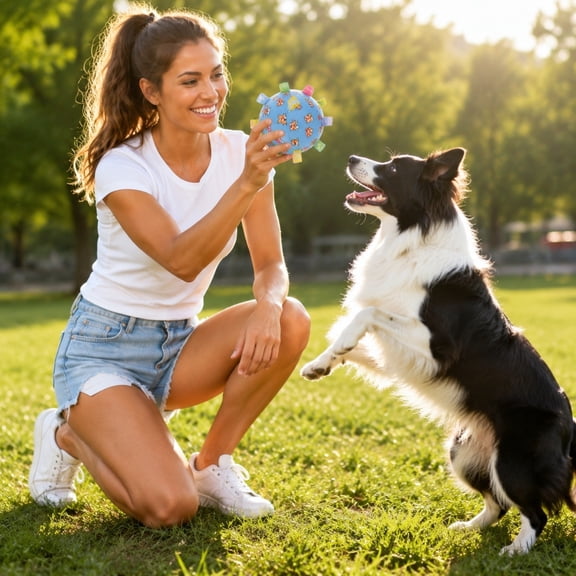 AuroraX Dog Toys for Small Dogs Balls Soft Dog Toy for Fetch Durable Colorful Interactive Squeaky Dog Toys for Outdoor Play Blue National Dog Day International Cat Day