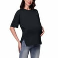 thumbnail image 5 of Edvintorg Maternity Shirts Fahion Solid Color Round Neck Short Sleeve Casual Nursing Shirts for Breastfeeding Summer Pregnancy Shirts with Zipper, 5 of 7