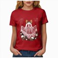 thumbnail image 5 of TOWED22 Fall Shirts for Women Halloween Bow Ghost Flower Graphic Tees Spooky Season Tops Cute Autumn Halloween T-Shirt(Red,XL), 5 of 8