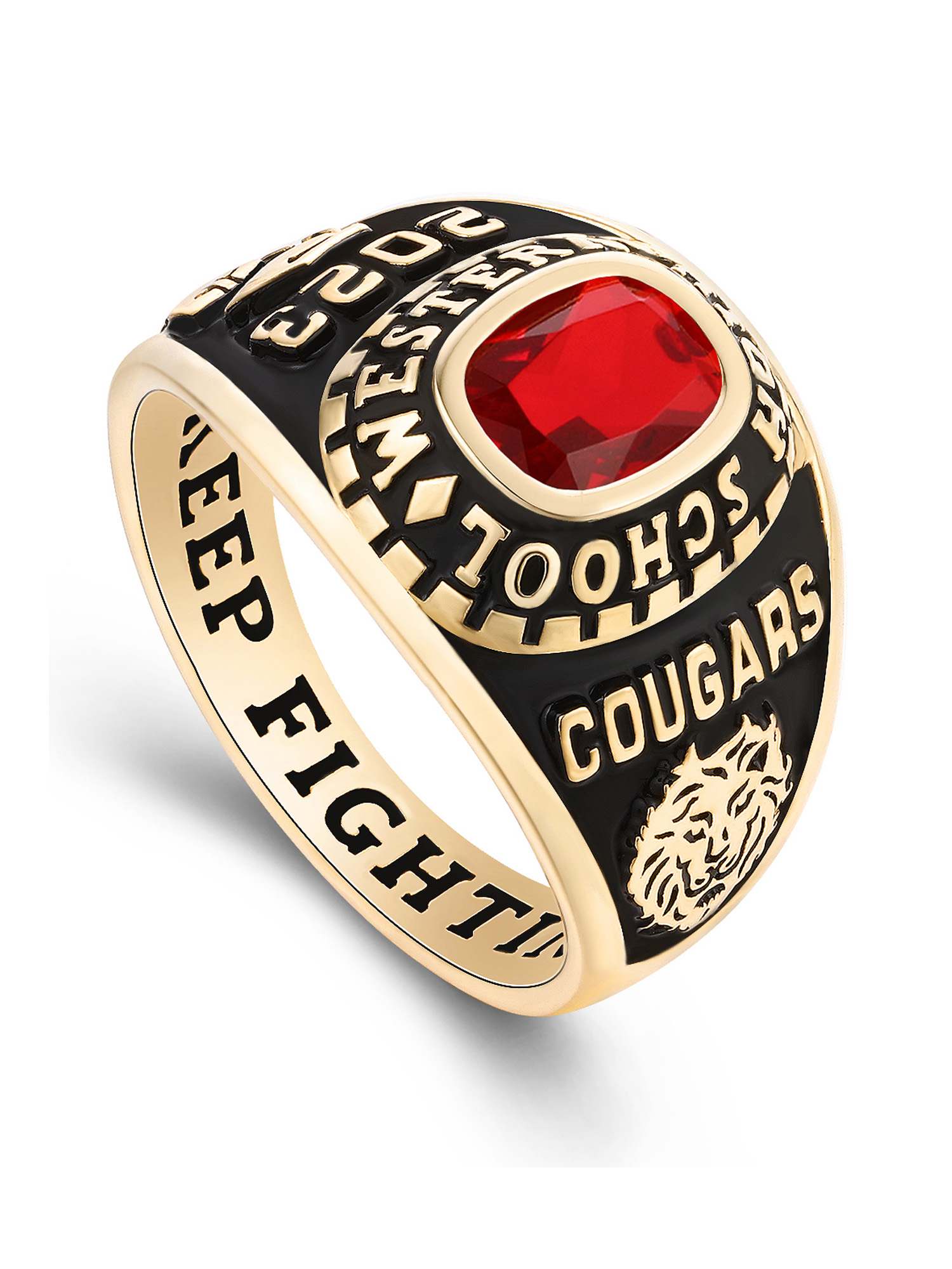 Mementos USA Custom Class Rings Sterling Silver for Women High School College-Gold-Ultimate