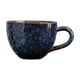 thumbnail image 2 of Taza de café Raku azul, diseño vintage con patrón para lattes y desayuno, 2 of 6