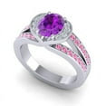 thumbnail image 2 of 2.35 Carat Wonderful Oval Cut Amethyst & Pink Sapphire Gemstone Engagement Ring for Women Solid 18K White Gold Size 5 by Diamond-Capitals, 2 of 8