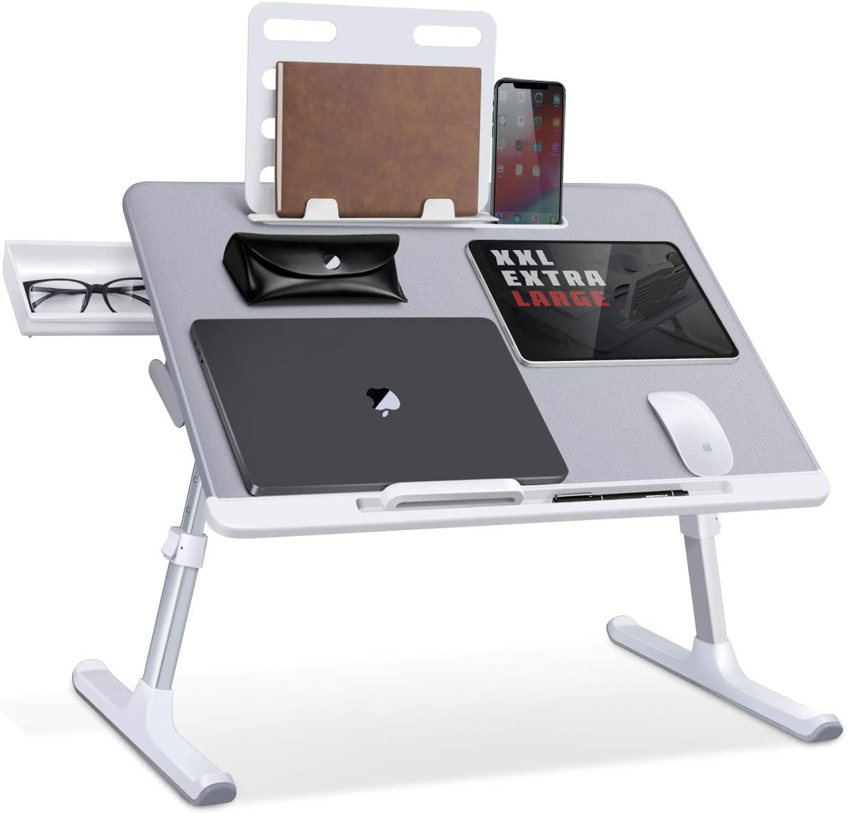 SAIJI Laptop Bed Tray Desk, Adjustable Laptop Stand for Bed, Foldable  Laptop Table with Storage Drawer for Eating, Working, Writing, Gaming,  Drawing 