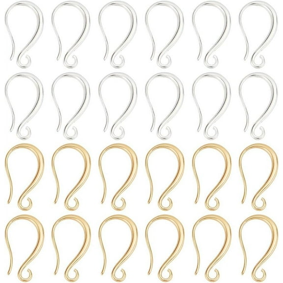 32pcs 18K Gold Plated Earring Hooks Brass French Ear Wire Fishhook Hoop Earrings Findings for Women Lady Earring DIY