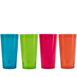 LEUCHTEN Colored Drinking Glasses Set Acrylic Glassware Tumblers Cups  Picnic Water Glasses Unbreakable Juice Drinkware 