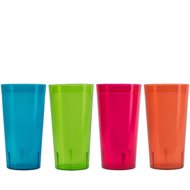 Reusable Plastic Cups Tumblers Drinking Glasses Set of 4 20 oz