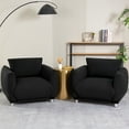 thumbnail image 2 of Oversize Accent Chairs for Living Room,Lambswool Upholstered Reading Armchair,Mid Century Modern Arm Chair Single Sofa Chair,Single Sofa Chair for Living Room Bedroom Playroom,Black, 2 of 7