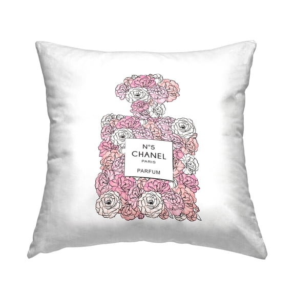 Stupell Industries Rose Floral Perfume Bottle Designer Fashion Glam Pink,18 x 7 x 18 Decorative Pillows