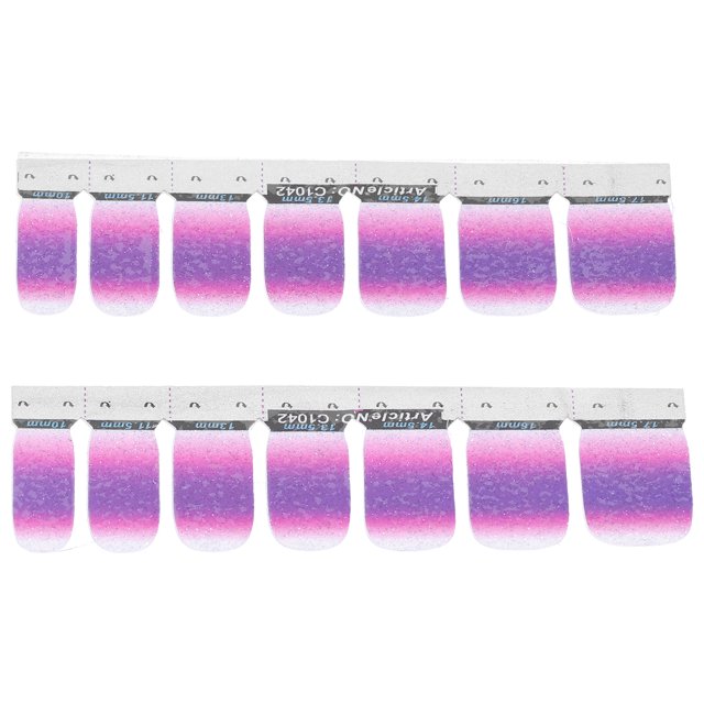 Pegatinas para decoración de uñas, patrón con purpurina, Color degradado, cubierta completa, autoadhesivas, envolturas para uñas con estilo DIY