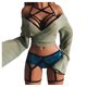 thumbnail image 1 of Gibobby Ropa interior mujer Lencería de dos piezas para mujer, sexy con encaje floral, escote en V profundo, brasier inalámbrico y tanga exótico(Negro, CH), 1 of 5