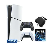 PlayStation 5 Slim Digital 3TB SSD Fortnite Cobalt Star Console with Two Controllers, White and Gray Camouflage DualSense and Hard Shell Protective Controller Case - PS5 Slim Digital Console