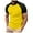 Yellow, variant on European Color Blocked Twill Business Sport T Shirt for Men with Raglan Sleeves Comfortable Short Sleeved Casual Tee Mens Casual Crew Neck Basic Tees
