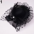 thumbnail image 5 of Eosunjian Lady Mini Top Hat Cap Bowknot Decor Lace Fascinator Hair Clip Costume Accessory, 5 of 7