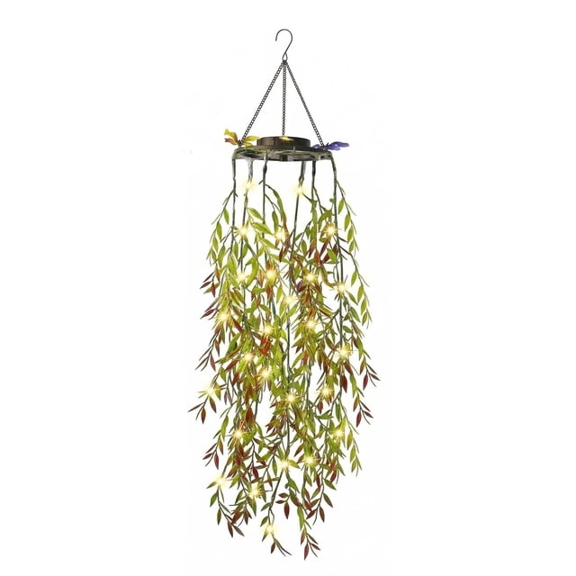 zhangmingg Solar Powered Outdoor Hanging Leaf Lamp for Garden Decorative with Realistic Design