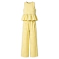 thumbnail image 5 of Women’s Pants Set for Casual Weekend Wear Sleeveless Top and Straight Leg Pants Modern Two Piece Ensemble Plaid Yellow XL, 5 of 6