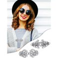 thumbnail image 4 of Antique silver metal coat clips set of 4 vintage celtic brooch dress buckles, 4 of 5