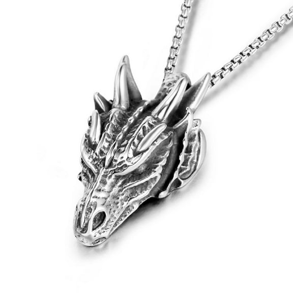 Fachoice Dragon Head Pendant for Men Classic Dragon Head Necklace, Punk Dragon Animal Necklace Men’s Masculine Dragon Head Jewelry Rock Dragon Skull Charm Necklace