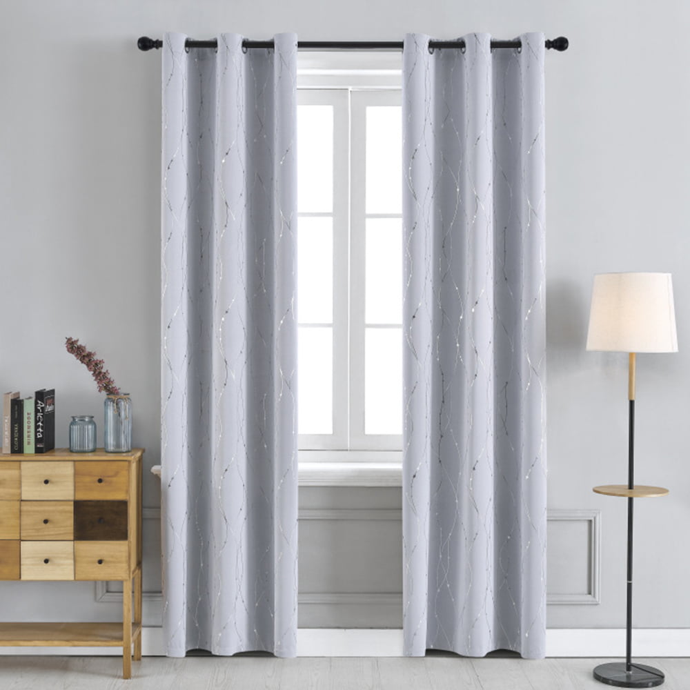 1pc  Foil Print Star Grommet  Thermal Insulated Window Blackout Curtains 