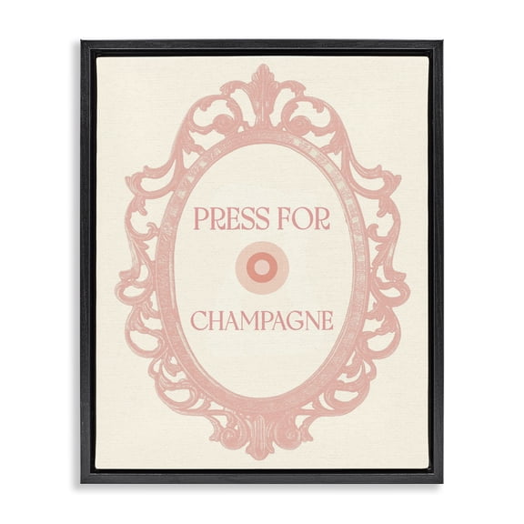 Stupell Industries Traditional Press For Champagne Black Floating Frame Canvas Art, 17 x 21, by Lil' Rue