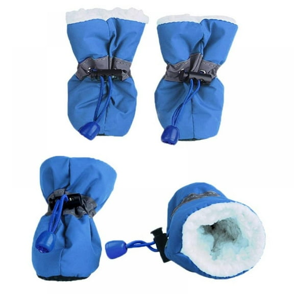 4Pcs Antiskid Puppy Shoes Soft-Soled Pet Winter Prewalkers Supplies Pet Paw Care Blue
