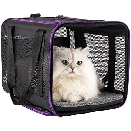 Soft Pet Carrier for Large and Medium Cats 2 Kitties Small Dogs. Easy to Get Cat in Great for Cats that Don t Like Carriers (Black)