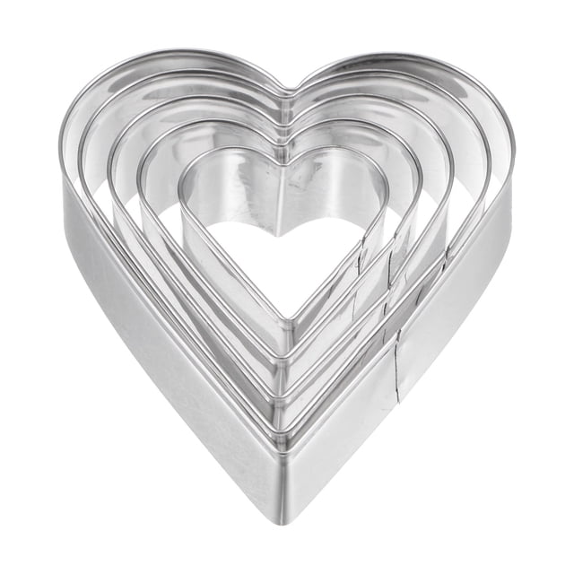 Cortadores de galletas Uxcell, cortador de galletas en forma de corazón de acero inoxidable, paquete de 5