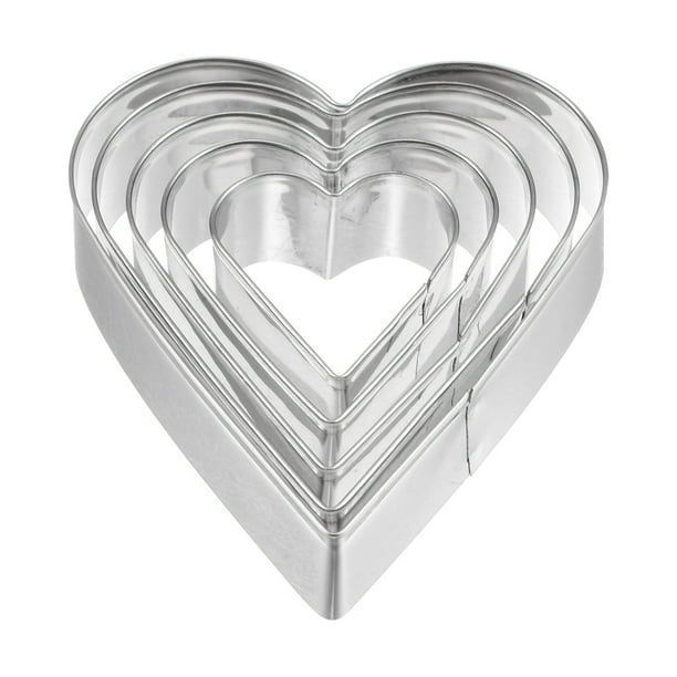Cortadores de galletas Uxcell, cortador de galletas en forma de corazón de acero inoxidable, paquete de 5