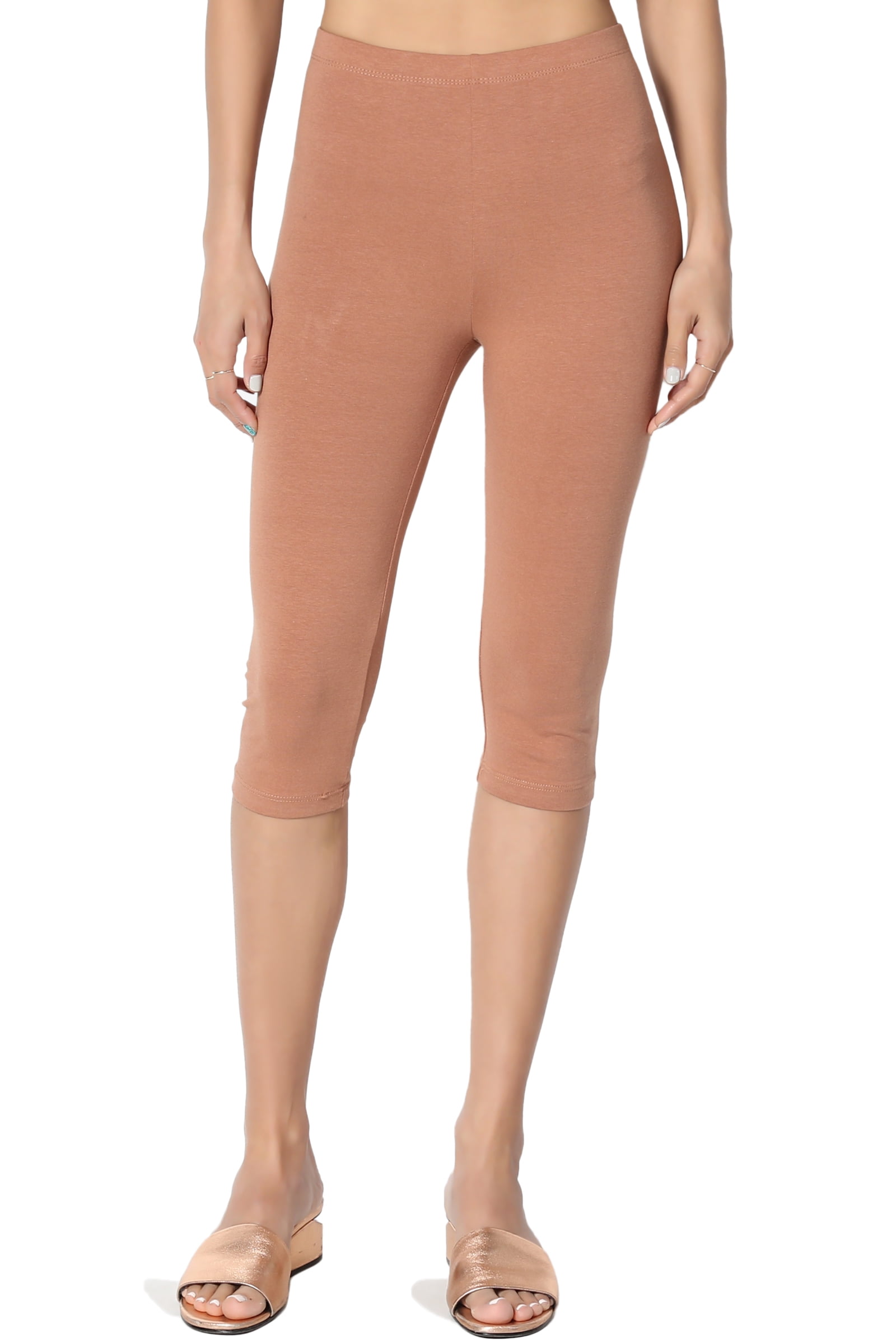 TheMogan Women's S3X Basic Stretch Cotton Span Below Knee Length Capri