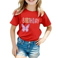 thumbnail image 4 of Toddler Kids T-Shirts Birthday Butterfly Print Multicolor Round Neck Short Sleeve Tee Kids Boys Girls Summer Casual School Home Everyday Wear Stylish T-Shirts，8 -9 Years, 4 of 4