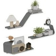 thumbnail image 5 of Sttoraboks Floating Shelves, Wall Shelf, Set of 3 Wall Mounted Metal Shelves with DIY Design for Wall Storage,Grey, 5 of 12