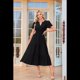 thumbnail image 2 of Vestido Negro de Larga con Cuello en V, Plisado y Mangas Abullonadas, Talla XL, 2 of 4