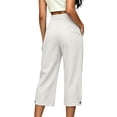 thumbnail image 5 of Yangnuo Women High Waist Pleated Capri Dress Pants With Pockets Belted Casual Business Commuter Cropped Trousers, 5 of 5