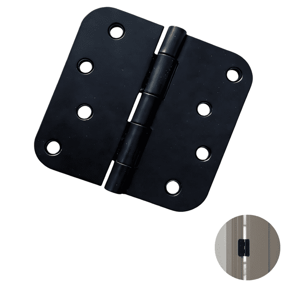 4 Pcs 4 Inch Matte Black Door Hinges, Metal Butt Hinges with 5/8 inch Radius Corners, American Standard Interior Wood Door Hardware for Smooth Operation, Rust Proof