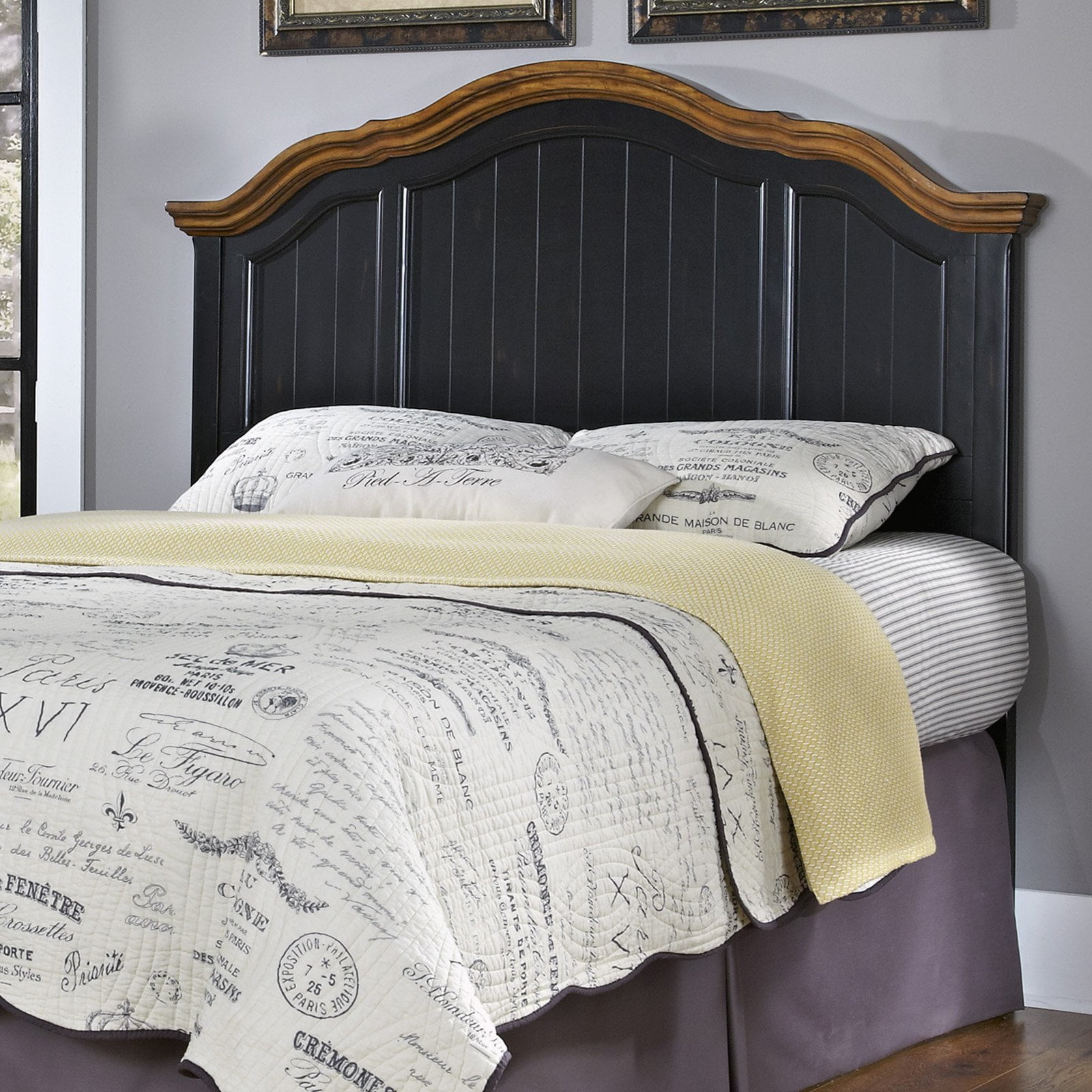 The French Countryside Oak and Rubbed Black Full/Queen Headboard