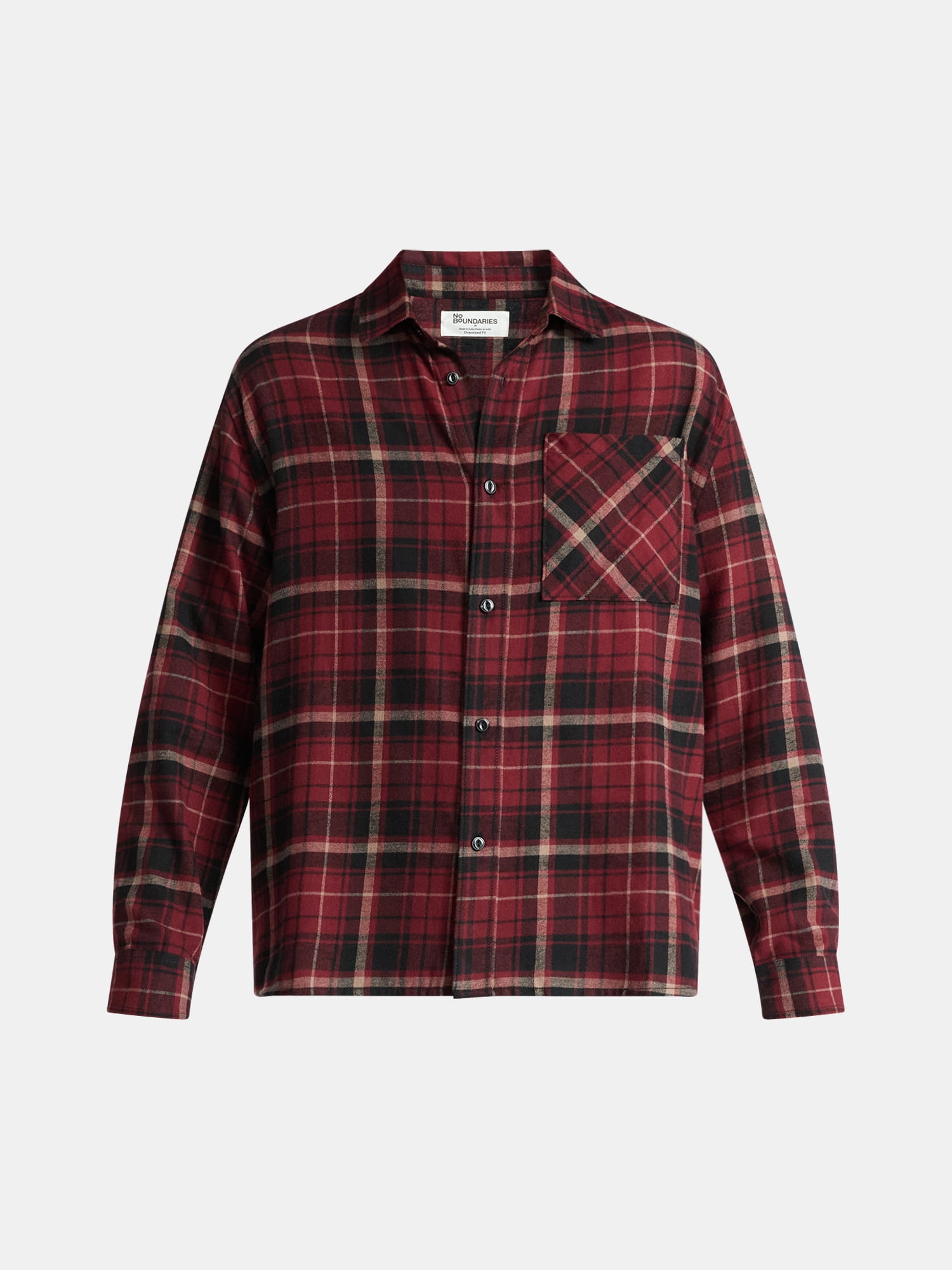 No Boundaries Cotton Long Sleeve Flannel Shirt, Men's & Big Men's XS-5XL