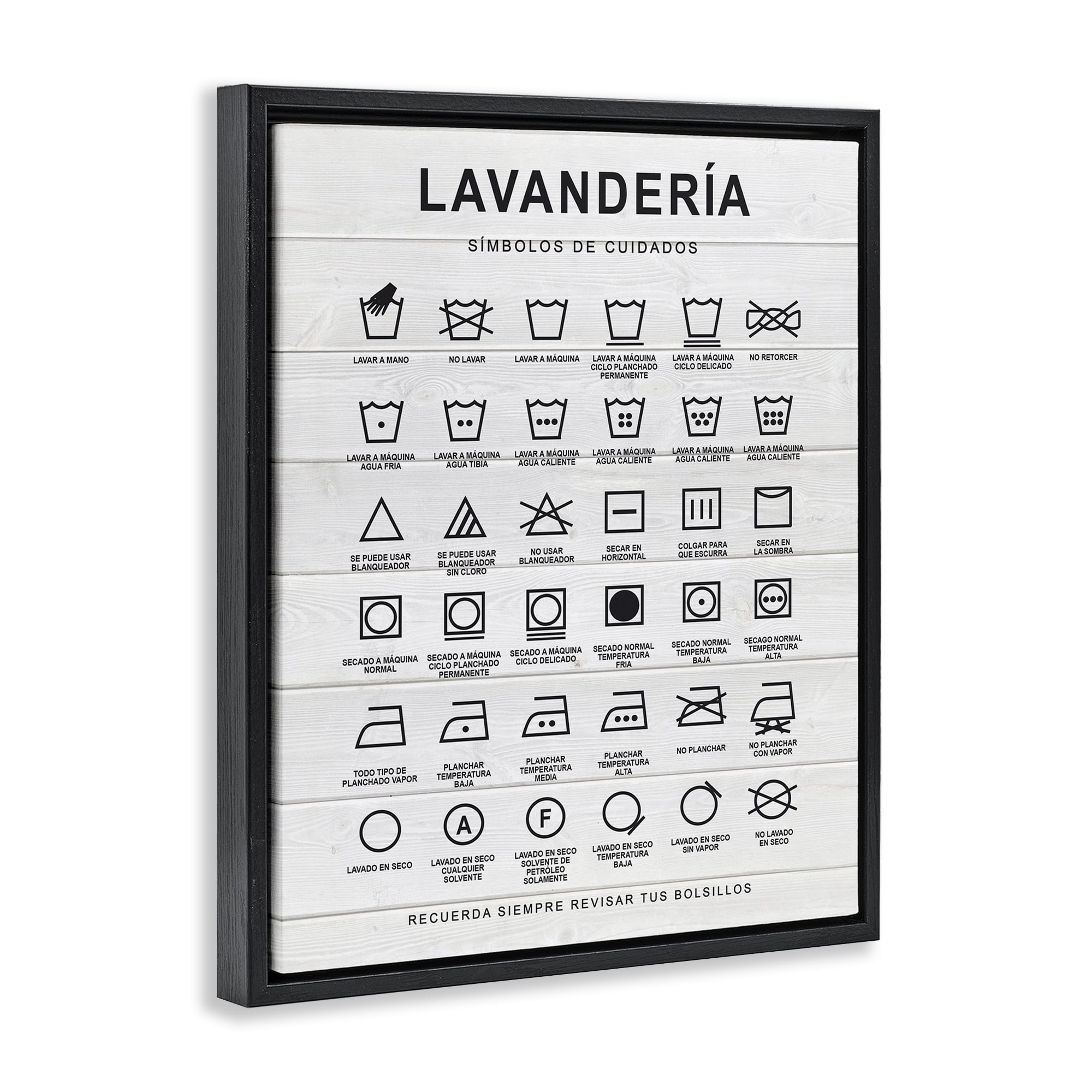 Stupell Industries Guía de Lavado de Ropa, Blanco Bath & Laundry Painting Black Floater Framed Art Print Wall Art, 25 x 31