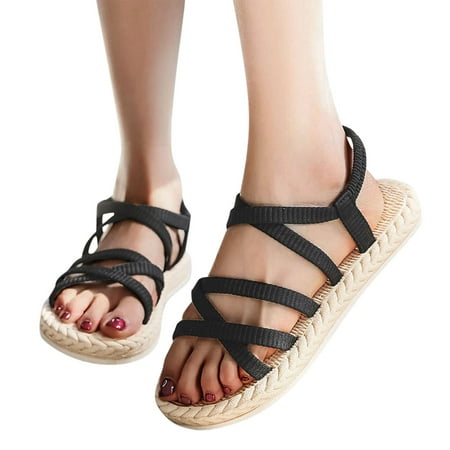 

Cathalem Leather Slippers for Women Memory Foam Sandals Slippers And Fashion Summer Women s Sandals Slippers for Women Washable Black 6.5