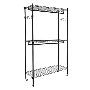 Garment Rack 3 Tiers Heavy Duty Clothes Rack Rolling Free-Standing ...